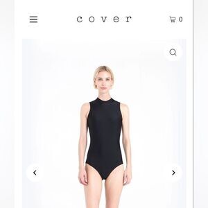 NWT COVER One Piece UPF 50 Swim Suit Sleeveless Mock Neck Zipper Back